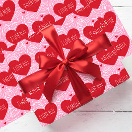 Papel De Regalo Cute Love Heart Custom Text Modern Valentine's Day
