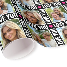 Papel De Regalo Cute Love You 4 Photo Collage Heart Modern Black