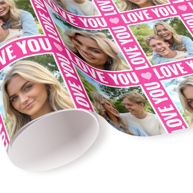 Papel De Regalo Cute Love You 4 Photo Collage Pink Heart Modern (Subido por el creador)