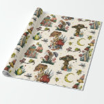 Papel De Regalo Cute Magic Mushrooms Cottagecore Merry Christmas<br><div class="desc">Papel de envoltura caprichoso con ilustracion pintado a mano de hongos festivos. Una seta alegre construye un muñeco de nieve frente a su casa de setas rojas. Una rana y un sapo disfrutan de una taza caliente de cacao. Y un caracol lleva un regalo de Navidades a través de un...</div>