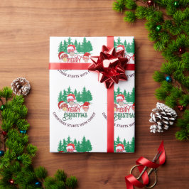 Papel De Regalo Cute MERRY CHRISTMAS MUSHROOM Christian