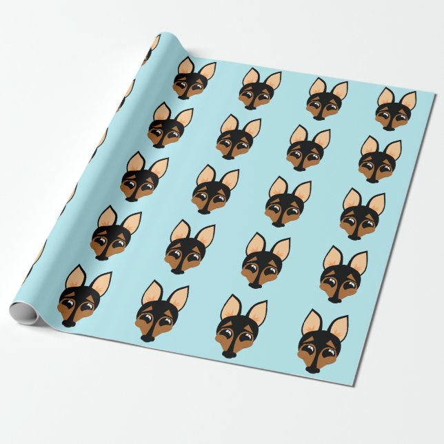 PAPEL DE REGALO CUTE MINIATURE PINSCHER DOG WRAPPER PAPER (Desenrollado)
