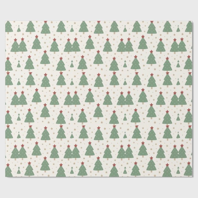 Papel De Regalo Cute Minimalist Christmas Tree Pattern – Festive (Superficie plana)