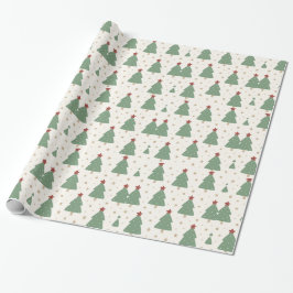 Papel De Regalo Cute Minimalist Christmas Tree Pattern – Festive