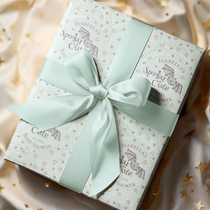 Papel De Regalo Cute Mint Spooky Cute Baby Shower de octubre