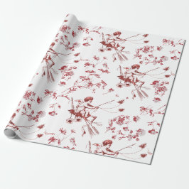 Papel De Regalo Cute Moda Vintage Cupido Angel Rojo Floral Toile