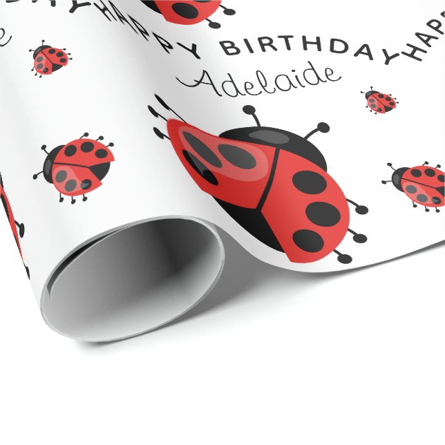 Papel De Regalo Cute Moderno Ladybug Rojo Personalizado (Esquina del rollo)