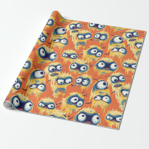 Papel De Regalo Cute Monstruo de Halloween Amarillo Naranja