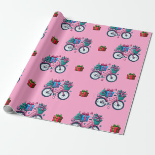 Papel De Regalo Cute Navidad Bicicletas Vacaciones Regalo Azul Ros