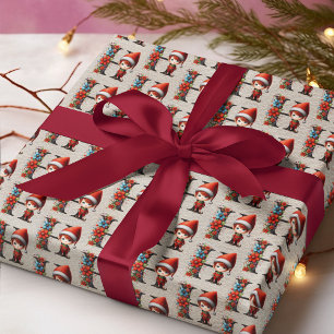 Papel De Regalo Cute Navidad Elfo Festivo Letra H
