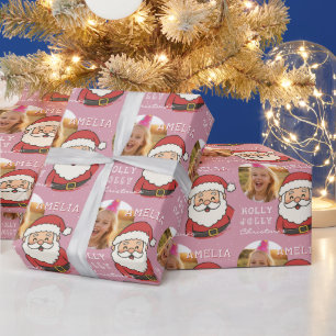 Papel De Regalo Cute Navidad Santa Foto Personalizada Niños