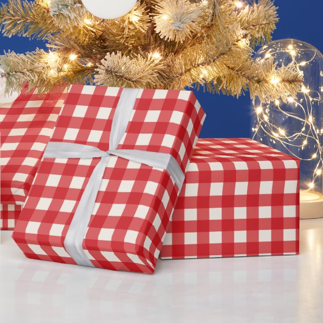 Papel De Regalo Cute Navidades Red Gingham Wrapping Paper (Vacaciones)