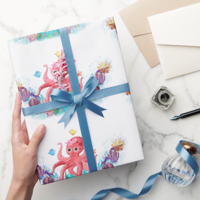 Papel De Regalo Cute Ocean Sea baby Octopus colorido (Regalar)