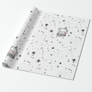 Papel De Regalo Cute Oso Polar Copo de Nieve de Invierno