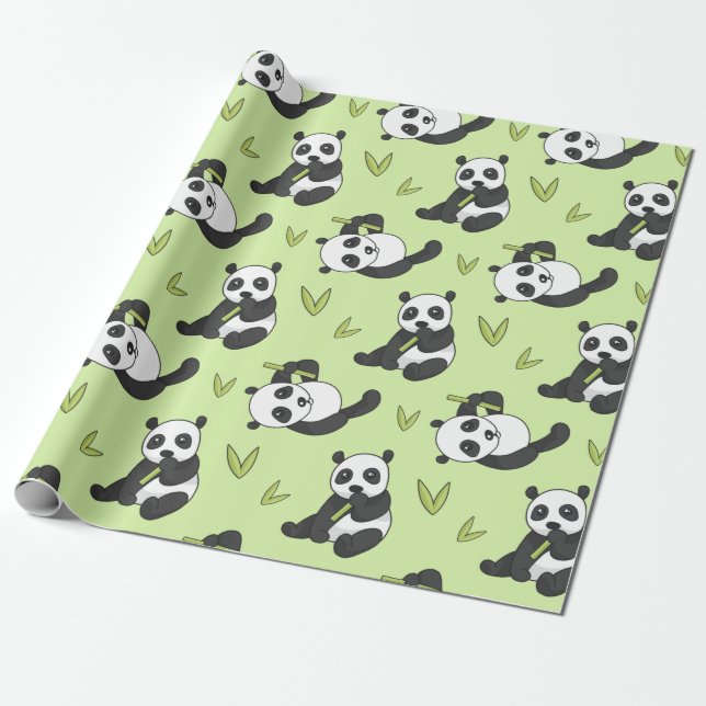 Papel De Regalo Cute Panda bambú Patrón animal regalo verano lindo (Desenrollado)
