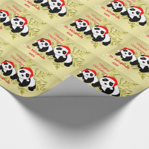 Papel De Regalo Cute Panda Bears Sparkly Gold Personalizado