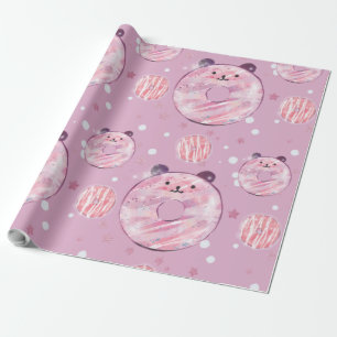 Papel De Regalo Cute Panda Donuts - Estética Pastel
