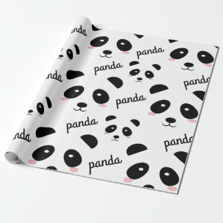 Papel De Regalo Cute Panda Face Pattern Cumpleaños Blanco 