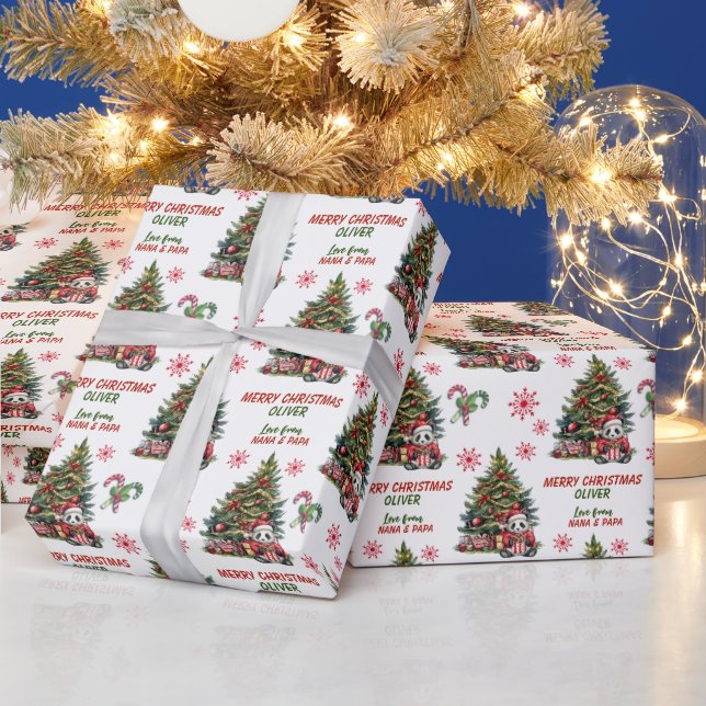 Papel De Regalo Cute Panda Oso Niños Árboles de Navidad (Vacaciones)