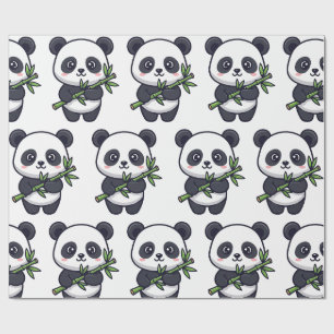 Papel De Regalo Cute Panda Pattern Wrapping Paper – Minimal Black