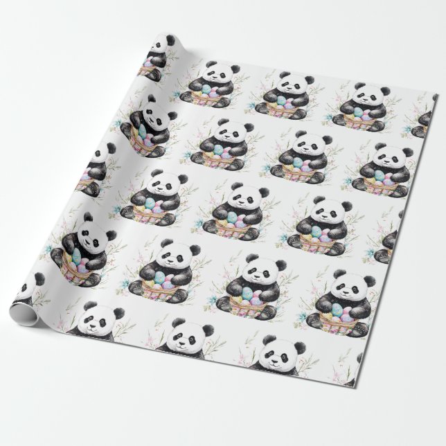 Papel De Regalo Cute panda Semana Santa acuática floral (Desenrollado)