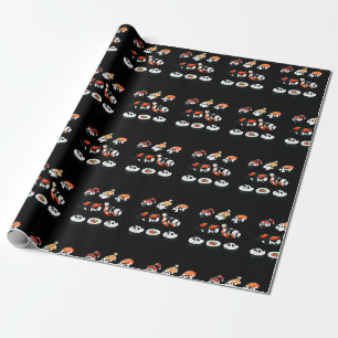 Papel De Regalo Cute Panda Sushi Hug Maki Amante Divertido Kawaii