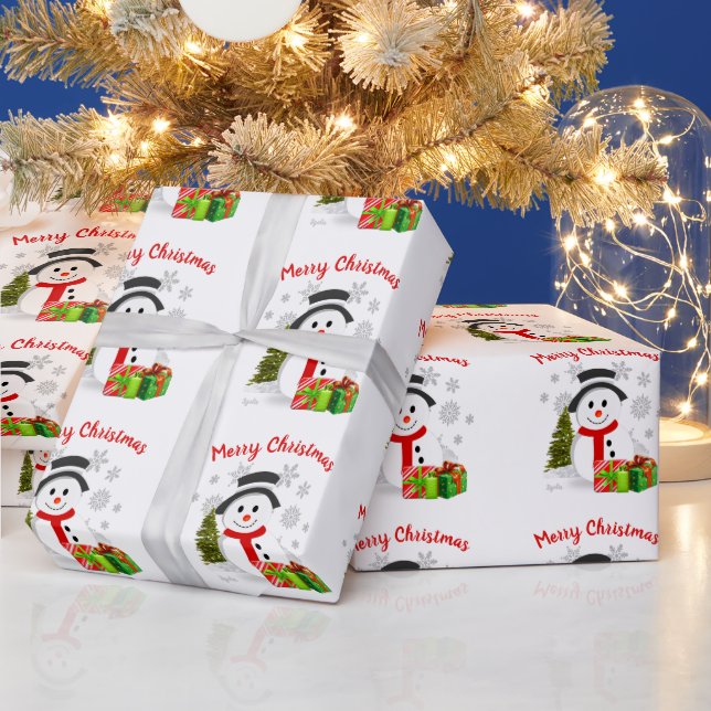 Papel De Regalo Cute Para Los Niños Feliz Navidad Snowman (Vacaciones)