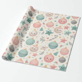 Papel De Regalo Cute Pastel Christmas Pattern Ornaments and Stars