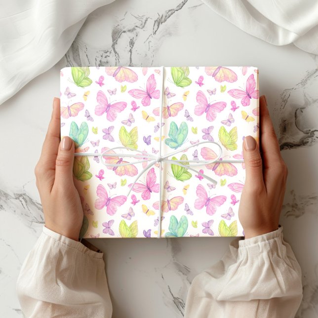 Papel De Regalo Cute Pastel Flying Butterflies (Subido por el creador)