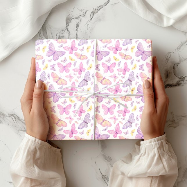 Papel De Regalo Cute Pastel Flying Butterflies (Subido por el creador)