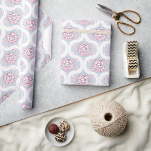 Papel De Regalo Cute Pastel Kawaii Bunny Dot Mandala Retro Ogee