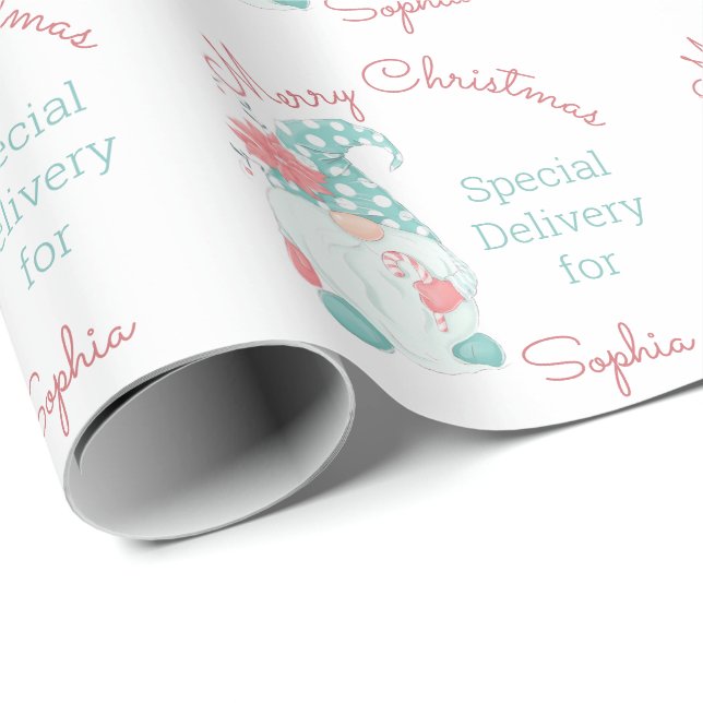 Papel De Regalo Cute Pastel Merry Christmas Nombre personalizado G (Esquina del rollo)