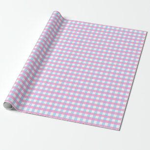Papel De Regalo Cute Pastel Rosa Azul Gingham Check