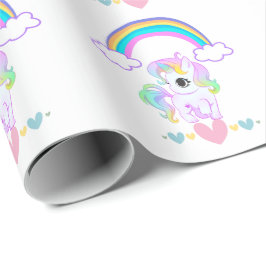 Papel De Regalo Cute pastel unicorn and rainbow design wrapping pa