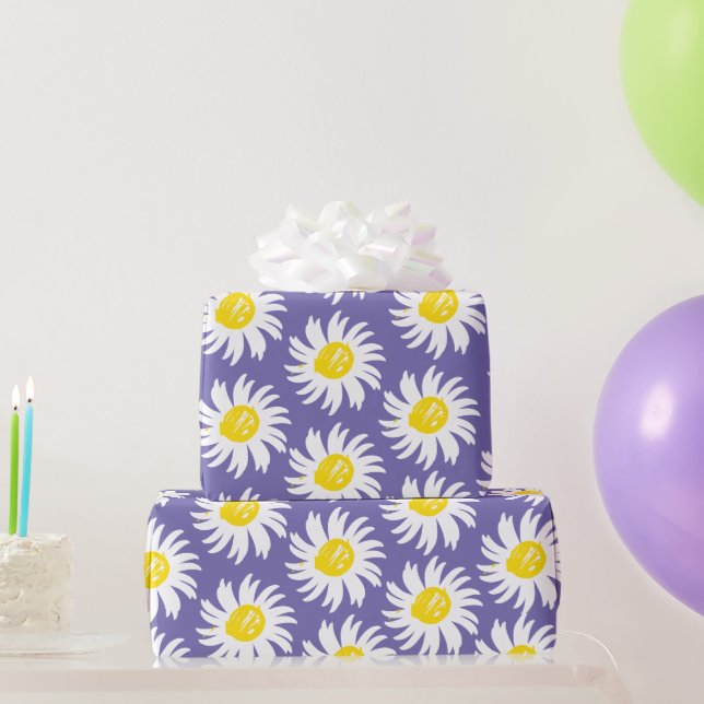 Papel De Regalo Cute periwinkle daisy floral patrón primavera moda (Regalos de fiesta)