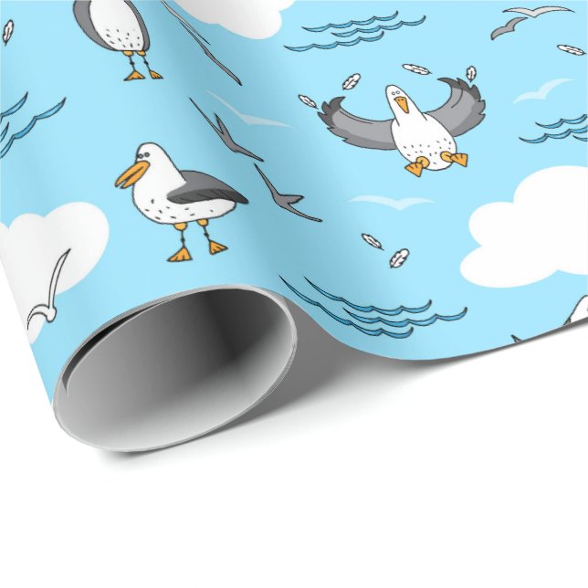 Papel De Regalo Cute Personalizado Aves de Gaviota Temáticas de la (Esquina del rollo)