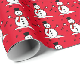 Papel De Regalo Cute Personalizado Snowman Navidades rojos envuelt