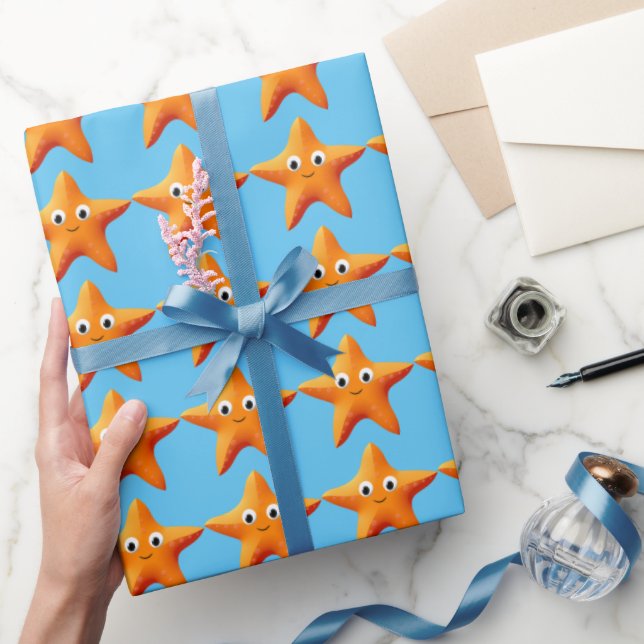 Papel De Regalo Cute Personalizado Starfish Blue Ocean (Regalar)