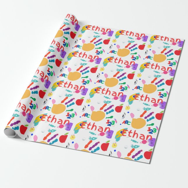 Papel De Regalo Cute Personalized Kid's ABC Hand Paint 123 (Desenrollado)