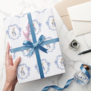 Papel De Regalo Cute Peter Rabbit Blue Baby Shower