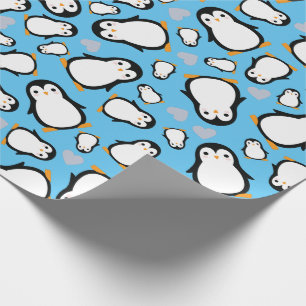 Papel De Regalo Cute pingüino Baby Shower Blue Boy