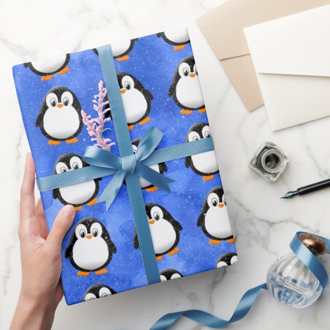 Papel De Regalo Cute pingüino Personalizado Personalizado color de (Regalar)