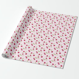 Papel De Regalo Cute Pink Cherry Retro Fruit