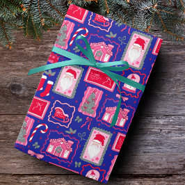 Papel De Regalo Cute Pink Coquette Frames Pattern Christmas Blue