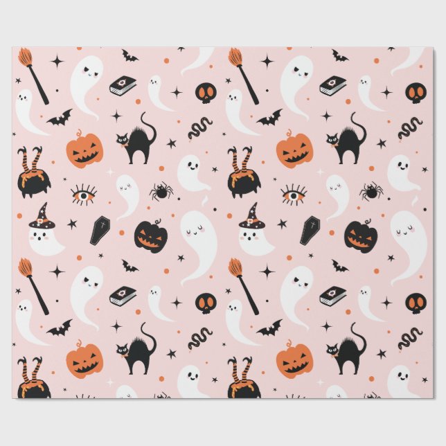 Papel De Regalo Cute Pink Halloween  (Superficie plana)