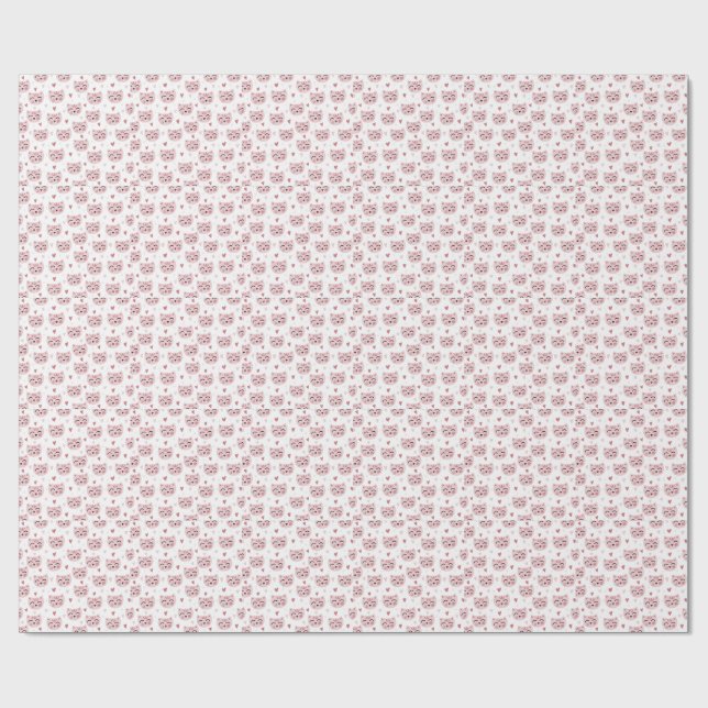 Papel De Regalo Cute Pink Kittens and Hearts Pattern for Kids (Superficie plana)