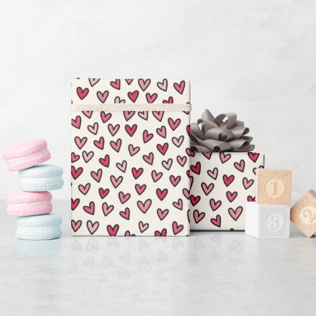 Papel De Regalo Cute Pink Little Hearts Wrapping Paper Roll (Baby Shower)
