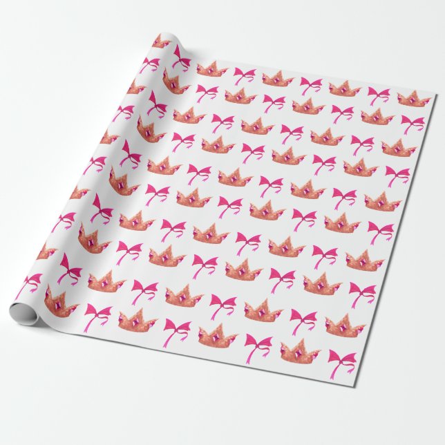 Papel De Regalo Cute Pink Princess Birthday Wrapping Paper (Desenrollado)