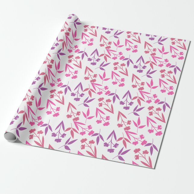 Papel De Regalo Cute Pink Purple Flower Pattern Feminine Spring (Desenrollado)