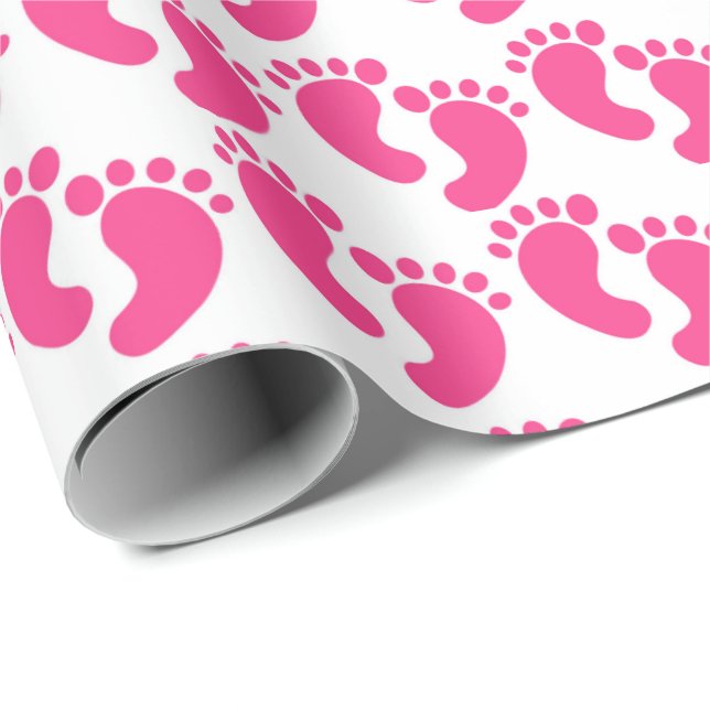 Papel De Regalo Cute pink tiled baby feet pattern (Esquina del rollo)